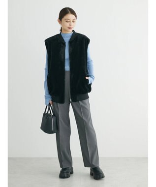 Green Parks あったかきれいシルエットストレートパンツ Gray