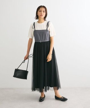 Green Parks ・ＥＬＥＮＣＡＲＥ　ＤＵＥ　チュールドッキングワンピ Charcoal Gray