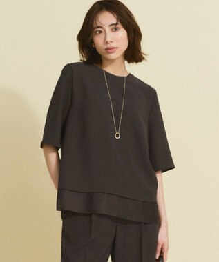 23区 S 【新色追加/Oggi掲載】ストレッチジョーゼット シアーコンビ カットソー