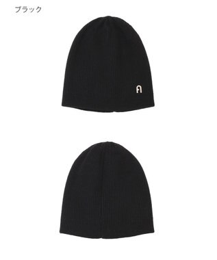 MOONBAT 【WEB限定】FURLA(フルラ)アーチロゴ付き ニット帽 帽子 UVカット 手洗いOK ブラック