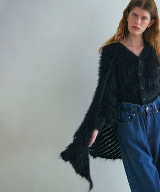 NAVE 【ReNAVE・洗える】メルティーシャギーニット カーディガン ブラック系