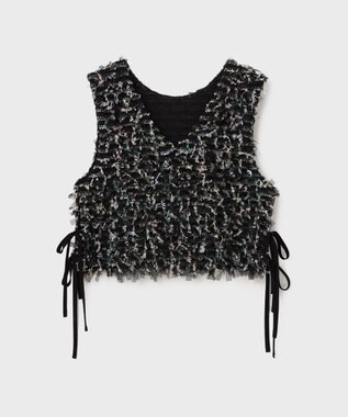 GRACE CONTINENTAL フリンジチュールベスト ブラック