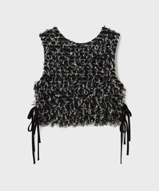 GRACE CONTINENTAL フリンジチュールベスト ブラック