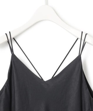 ICB L 【洗える】 アセテートフルダルサテン キャミソールドレス ブラック系