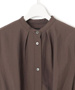 23区 【洗える】マットナイロンタフタ シャツワンピース ブラウン系
