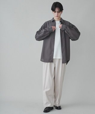 WEGO 【ユニセックス着用ITEM/SMLサイズ展開/冷房対策/紫外線対策】シアーBIGシャツ ダークグレー