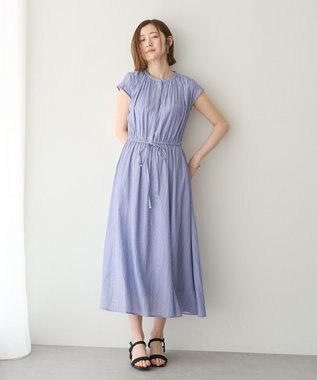 YECCA VECCA ギャザードロストワンピース Stripe