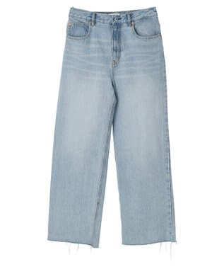 earth music&ecology ウ゛ィンテージ加工セルフカットワイドデニム Light Indigo