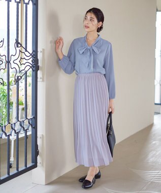 Tiaclasse 【新色追加・洗える】リボンタイブラウス ブルー