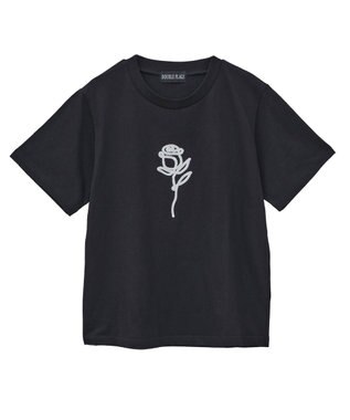 Green Parks ・ＤＯＵＢＬＥ　ＦＬＡＧＳ　ローズチェーン刺繍ＴＥＥ Black