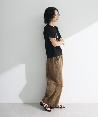 Green Parks ・ＤＯＵＢＬＥ　ＦＬＡＧＳ　ローズチェーン刺繍ＴＥＥ Black