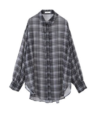 earth music&ecology シアーチェックシャツ Black