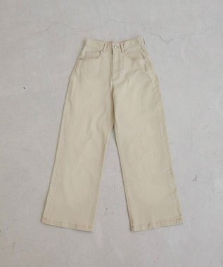 WEGO 【ANGIE VINTAGE/SMLサイズ展開】ワイドストレートデニムパンツ ライトベージュ
