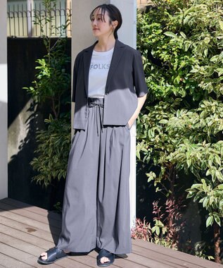 ANY L 【洗濯機可/接触冷感/UVケア】清涼リラックス半袖ジャケット チャコール