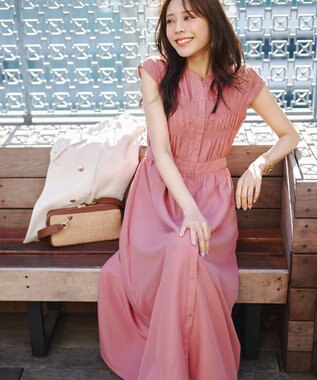 ANY SIS L フロントボタンシャーリング ワンピース