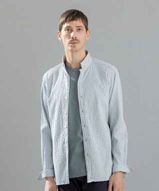 JOSEPH HOMME トライジャガードストレッチ　ウィングカラーシャツ ピーコックグリーン系