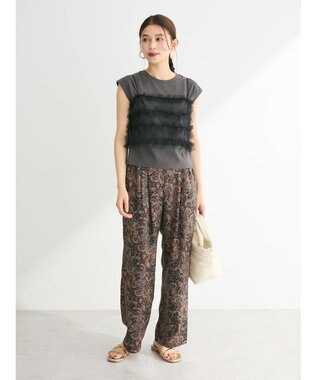 Green Parks ・ｓｗｉｎｇ　ｂｙ　ＳＥＴ２点チュールビスチェ＆フレンチＴ Charcoal Gray