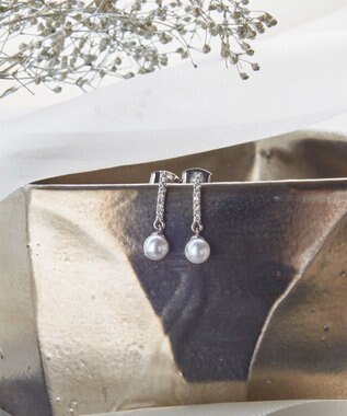 Tiaclasse 【金属アレルギー対応・養殖パール】ストーンバー＆パールピアス シルバー