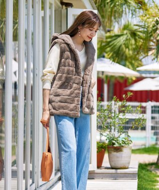 Tiaclasse 【2WAY】着回し自由のリバーシブルキルトフェイクファーベスト モカ