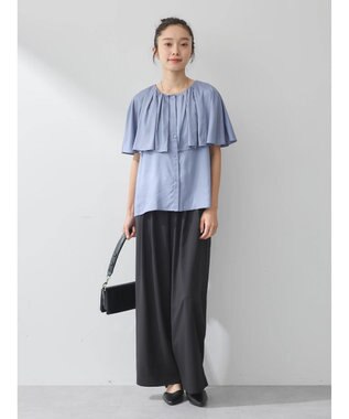 earth music&ecology ケープカラーブラウス Grayish Blue