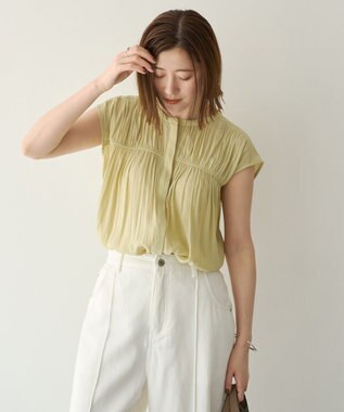 YECCA VECCA <<接触冷感>>フレンチスリーブギャザーブラウス Yellow