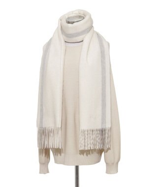 MOONBAT FURLA(フルラ）ウール100％ オンブレー カラーブロック ストール オフホワイト