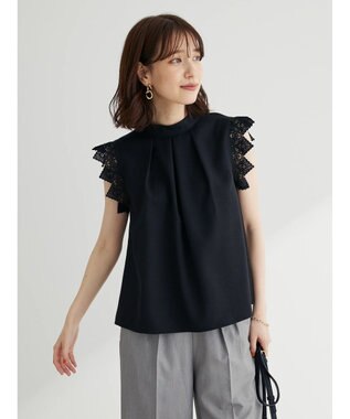 Green Parks ・ＥＬＥＮＣＡＲＥ　ＤＵＥ　リネンライクレースブラウス Black