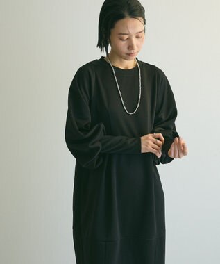 Green Parks ａ．ポンチ袖ボリュームワンピース Black