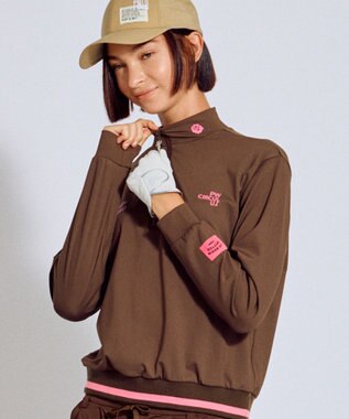 PW CIRCULUS 【吸水速乾 / UV遮蔽率99.5% UVカット / ストレッチ】【WOMEN】ハーフジップロングスリーブモックネックT ゴルフウェア レディース ダークブラウン系