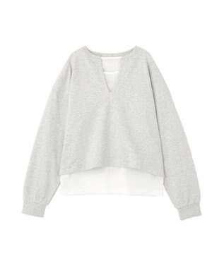 Green Parks ＳＥＴ２点　深Ｖネック裏毛＋プルオーバー Gray Mixture