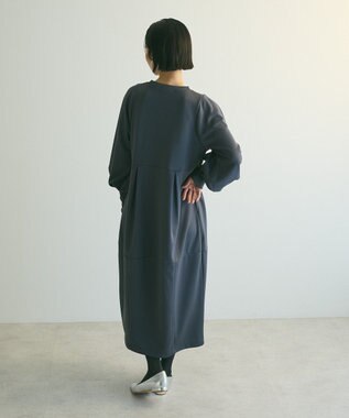 Green Parks ａ．ポンチ袖ボリュームワンピース Charcoal Gray