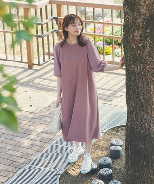 Feroux 【洗える】ジョーゼットコンビポンチ ワンピース キャメル系