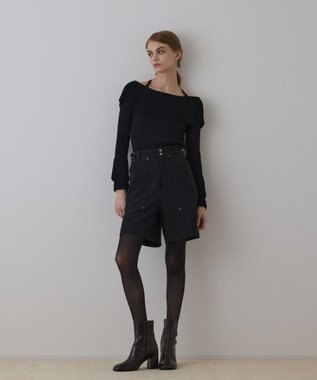 GRACE CONTINENTAL ツイーディーハーフパンツ ブラック