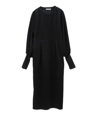 Green Parks ａ．ポンチ袖ボリュームワンピース Black