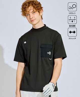 PW CIRCULUS 【UV遮蔽率99.5%  UVカット/速乾/ストレッチ】【GOLF OUT掲載】【MEN】ポケットモックT  ゴルフ ブラック系