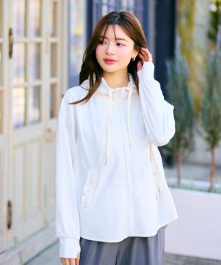 Feroux 【追加生産決定！ 】ラッシュガードフリル パーカー ホワイト系