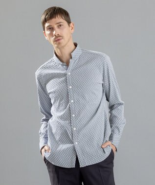 JOSEPH HOMME トライジャガードストレッチ　ウィングカラーシャツ ライトグレー系