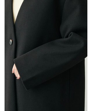 Green Parks 洗えるＶネックミディ丈コート Black