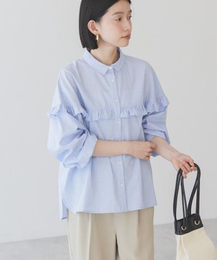 AMERICAN HOLIC イージーケアフリルシャツ Stripe