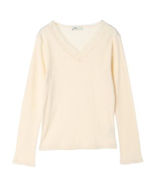 earth music&ecology レースＶネックテレコインナー Ivory