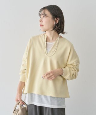 Green Parks ＳＥＴ２点　深Ｖネック裏毛＋プルオーバー Yellow