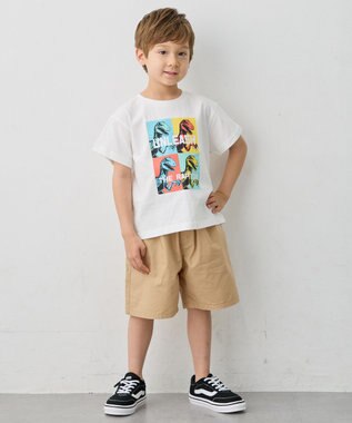 ANY KIDS 【洗濯機可能】恐竜プリント 半袖Tシャツ オフホワイト