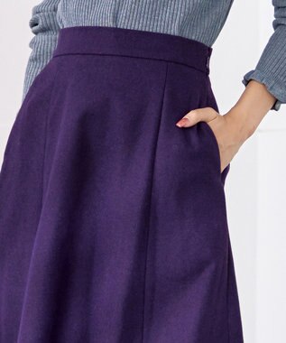 Tiaclasse 【洗える】ウール調フレアスカート パープル