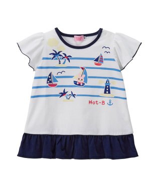 MIKI HOUSE HOT BISCUITS 【80-90cm】ヨットでバカンスＴシャツ