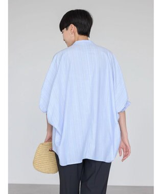 AMERICAN HOLIC 接触冷感＋ＵＶカット　ギャザースリーブブラウス Stripe Sax