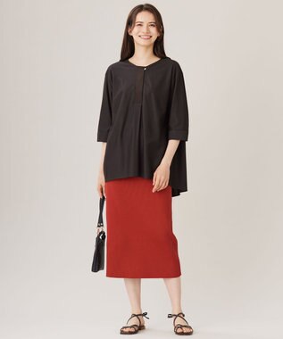 自由区 L 【カタログ掲載・洗える】リヨセルコットンツイル ブラウス ダークブラウン