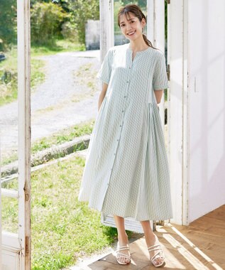 Tiaclasse 【洗える】サイドタックスキッパーシャツワンピース グリーン