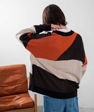 WEGO 【ユニセックス着用ITEM】オーバーフィットドライタッチパターンカーディガン 柄4