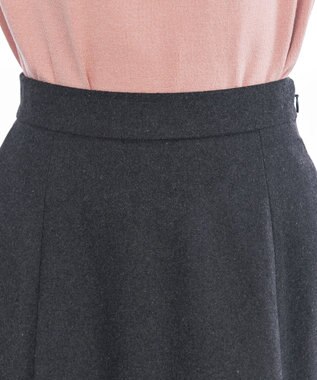 Tiaclasse 【洗える】ウール調フレアスカート チャコールグレー