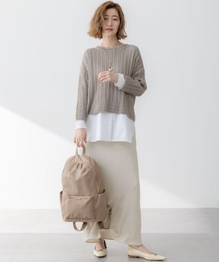 23区 【洗える】コットンギマ ストライプ ニット ブラウン系